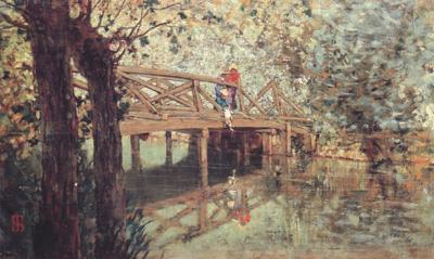 Telemaco signorini The Wooden Footbridge at  Combes-la-Ville (nn02) oil painting image